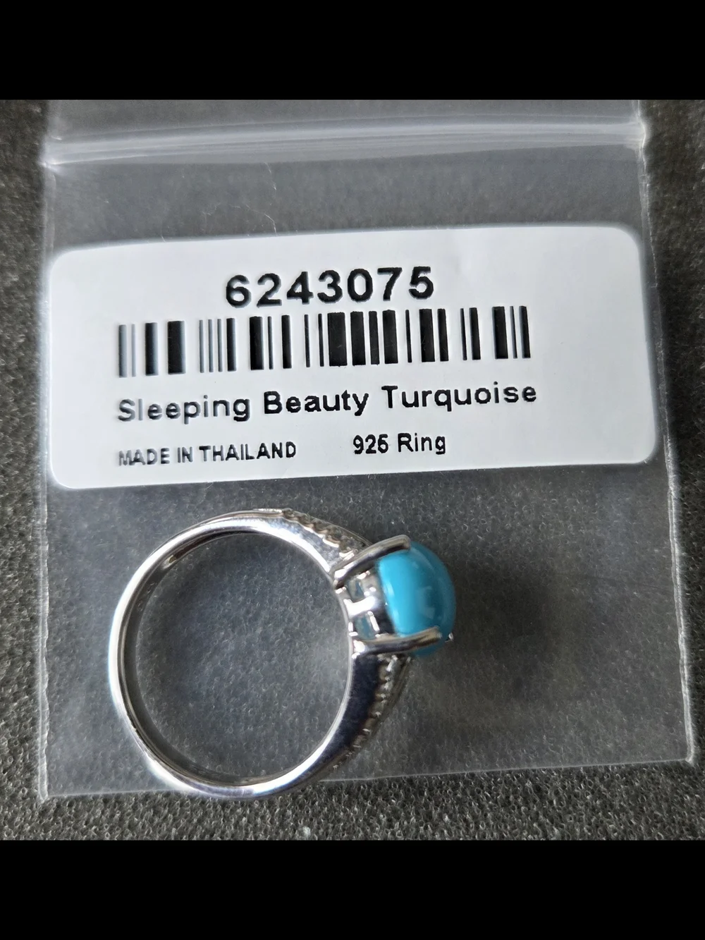 Sleeping Beauty Turquoise Silver Ring - Size 8